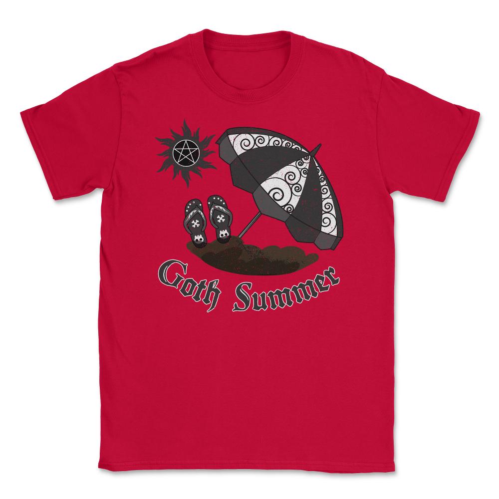 Gothic Summer Umbrella Sun & Flip Flops Goth Punk Grunge product - Red
