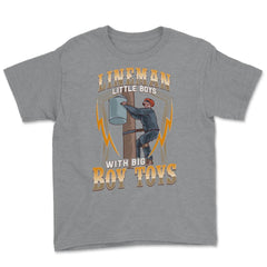 Lineman Little Boys with Big Boy Toys Humor for Lineworker design - Grey Heather