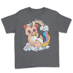 Rainbow Pride Caticorn Kawaii Anime product Youth Tee - Smoke Grey