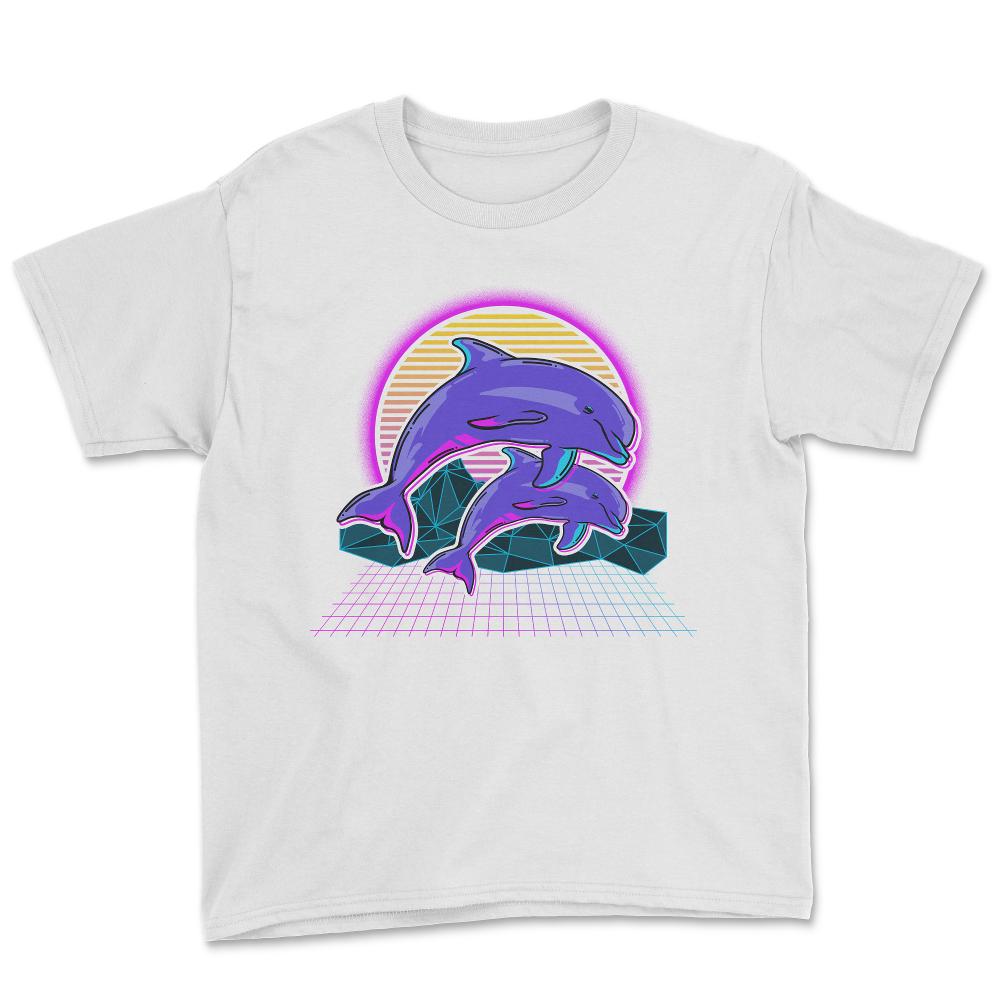 Dolphins Vaporwave Style Art Aesthetic 80’s & 90’s design Youth Tee - White