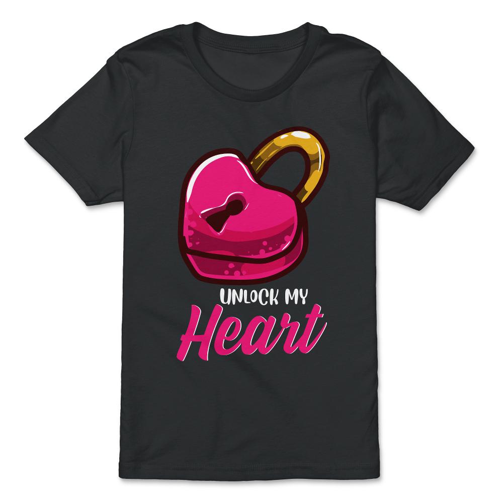 Unlock my Heart Padlock Funny Humor Valentine Couple gift graphic - Premium Youth Tee - Black