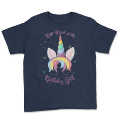 Best Friend of the Birthday Girl! Unicorn Face product Youth Tee - Navy