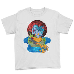 Zombie Mermaid Funny Halloween Trick or Treat Gift Youth Tee - White