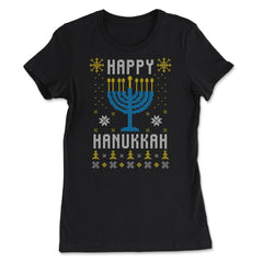 Happy Hanukkah Ugly Christmas design Style Funny product - Women's Tee - Black