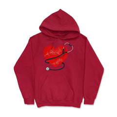 Nurse Stethoscope Floral Heart Nurse Practitioner RN graphic Hoodie - Red