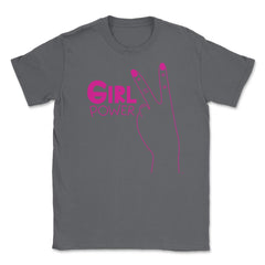 Girl Power Peace Sign T-Shirt Feminism Shirt Top Tee Gift Unisex - Smoke Grey