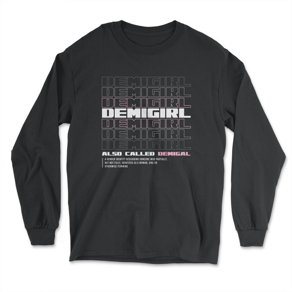 Demigirl Definition Female & Agender Color Flag Pride design - Long Sleeve T-Shirt - Black