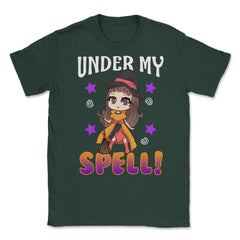 Under my Spell Cute & Funny Halloween Witch Unisex T-Shirt - Forest Green