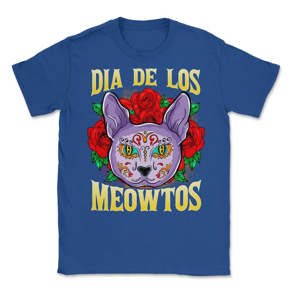 Dia de los Meowtos Funny Halloween Cat Unisex T-Shirt - Royal Blue