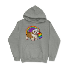 Funny Shih Tzu Dog Rainbow Pride design Hoodie - Grey Heather