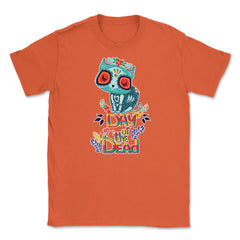 Sugar Skull Cat Day of the Dead Dia de los Muertos Unisex T-Shirt - Orange