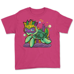 Mardi Gras Turtle with beads & mask Funny Gift product Youth Tee - Heliconia