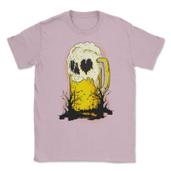 Halloween Beer Mug Skull Spooky Cemetery Humor Unisex T-Shirt - Light Pink