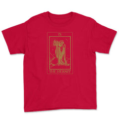 The Hermit Tarot Card IX Retro Vintage Line Art graphic Youth Tee - Red