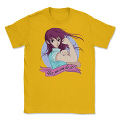 Yes we can do it! Anime Feminist Girl Unisex T-Shirt - Gold