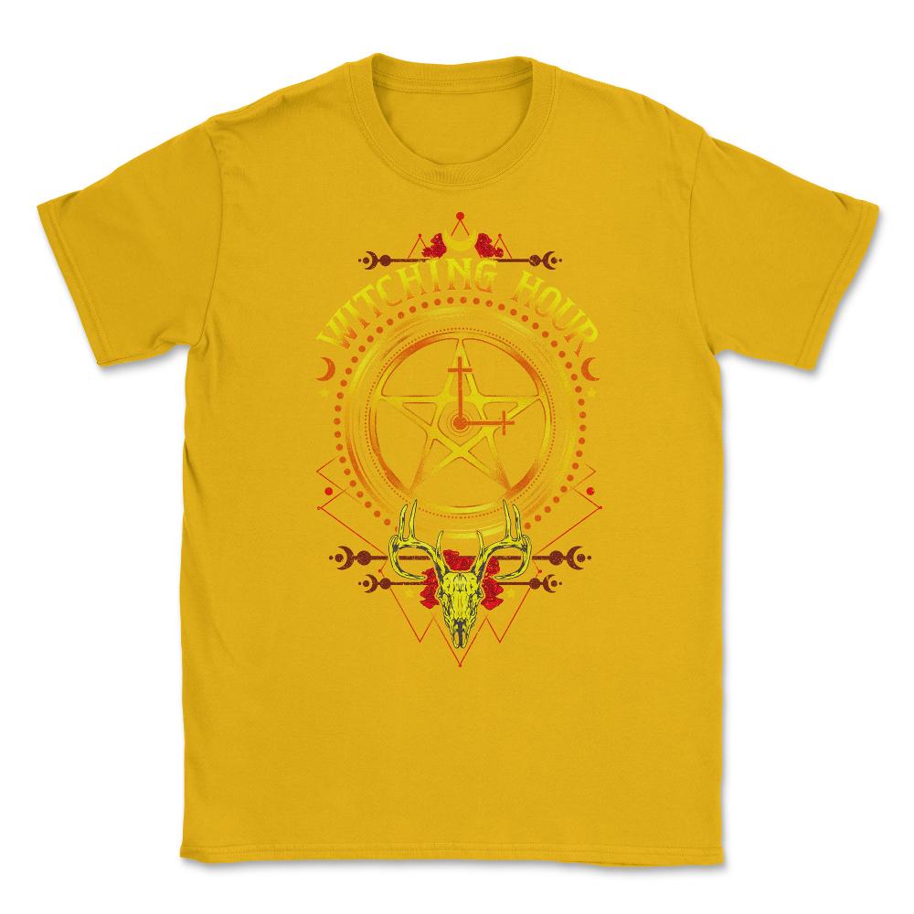 Witching-Hour Pentagram Symbol Halloween Gift Unisex T-Shirt - Gold