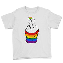 Gay Pride Flag K-Pop Love Hand Gift design Youth Tee - White