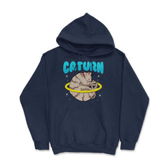 Caturn Cat in Space Planet Saturn Kitty Funny Design design Hoodie - Navy