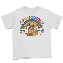 Gay Pride Rainbow Pupicorn Funny Puppy Unicorn Gift graphic Youth Tee - White