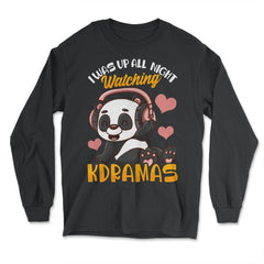 Cute Kawaii Panda Korean K-Drama Lover Funny print - Long Sleeve T-Shirt - Black