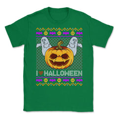 Spooky Jack O-Lantern Ugly Halloween Sweater Unisex T-Shirt - Green
