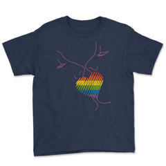 Rainbow Flag Kiss Gay Pride product Youth Tee - Navy