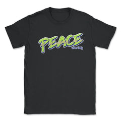 Peace Vibes Only Words Colorful Peace Day Design print Unisex T-Shirt - Black
