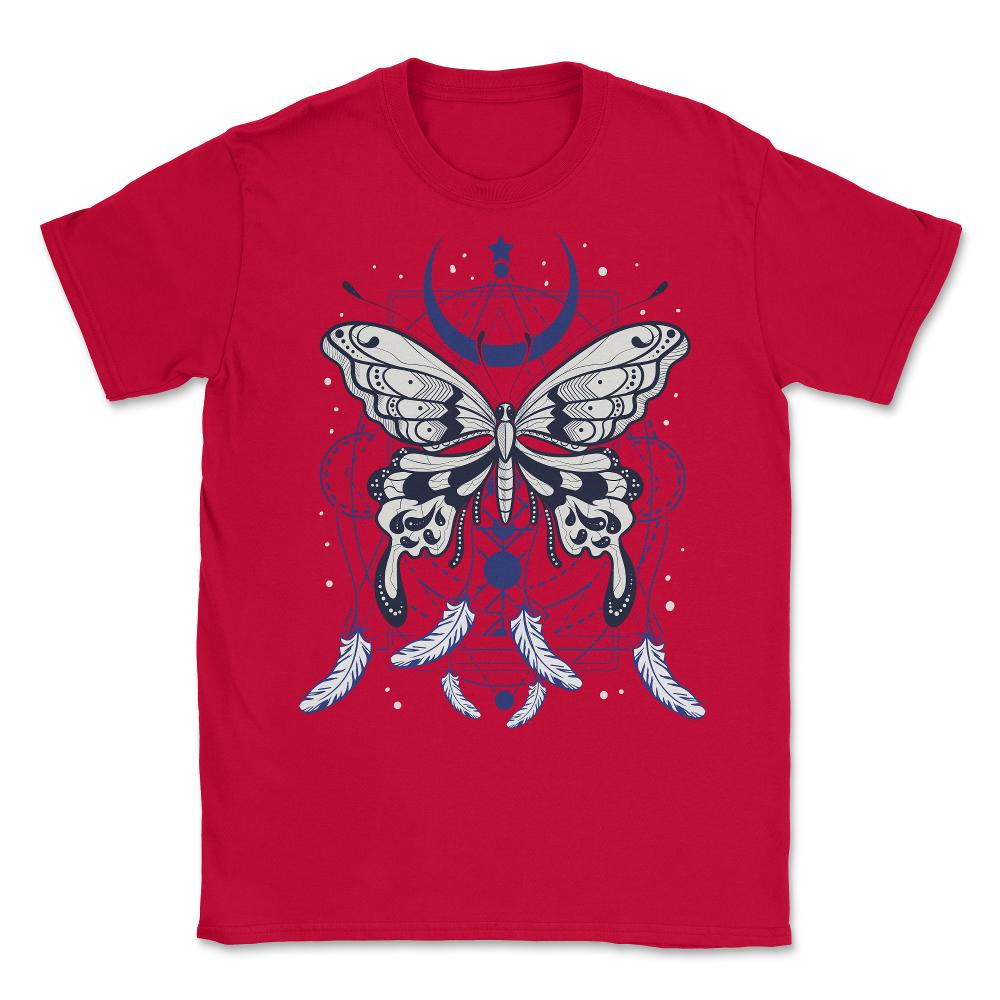 Butterfly Dreamcatcher Boho Mystical Esoteric Art print Unisex T-Shirt - Red