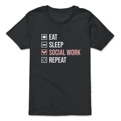 Funny Eat Sleep Social Work Repeat Social Worker Humor product - Premium Youth Tee - Black