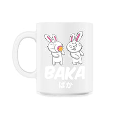 Baka Anime Funny Rabbit Slapping another Rabbit Gift graphic - 11oz Mug - White