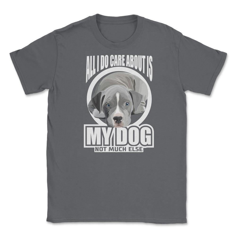 All I do care about is my Pitbull Terrier T Shirt Tee Gifts Shirt - Smoke Grey