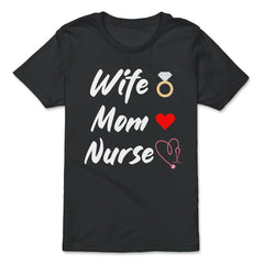 Funny Wife Mom Nurse Stethoscope Heart Ring Registered Nurse product - Premium Youth Tee - Black