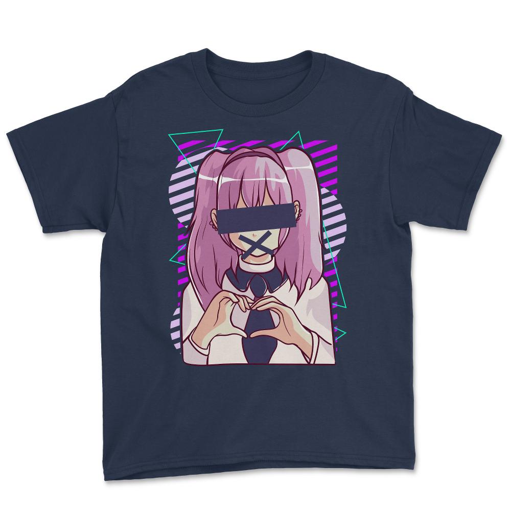 Pastel Goth Student Design Gif print Youth Tee - Navy