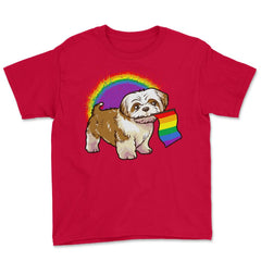Funny Shih Tzu Dog Rainbow Pride design Youth Tee - Red