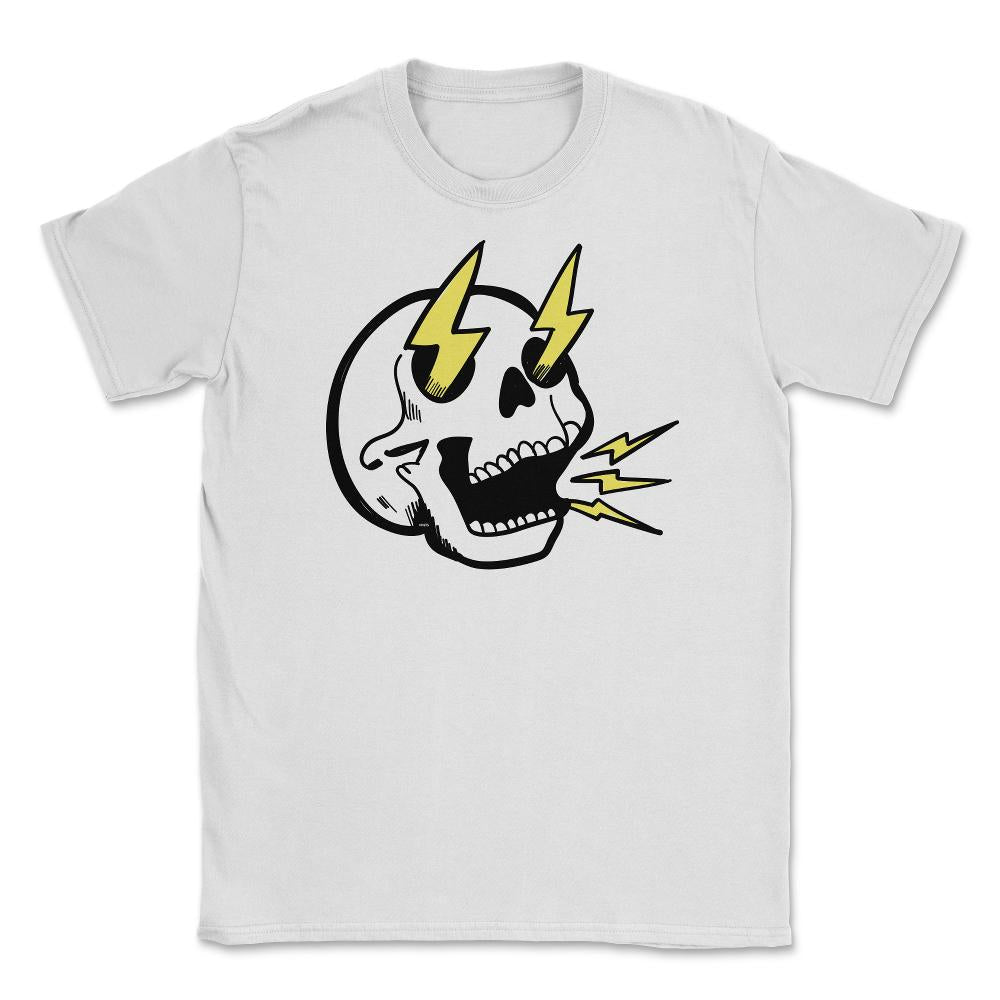 Electrifying Skull Halloween T Shirts & Gifts Unisex T-Shirt - White