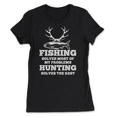 Funny Papa Fishing And Hunting Lover Grandfather Dad product - Women's Tee - Black