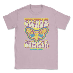 Cicada Summer Retro Vintage Art Meme design Unisex T-Shirt - Light Pink