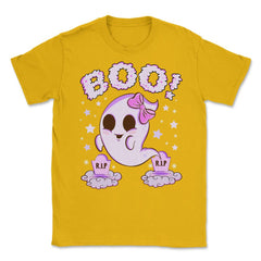 Boo! Girl Cute Ghost Funny Humor Halloween Unisex T-Shirt - Gold