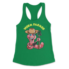Worm Farmer Funny Character Composting & Farming Gift design Women's - Kelly Green