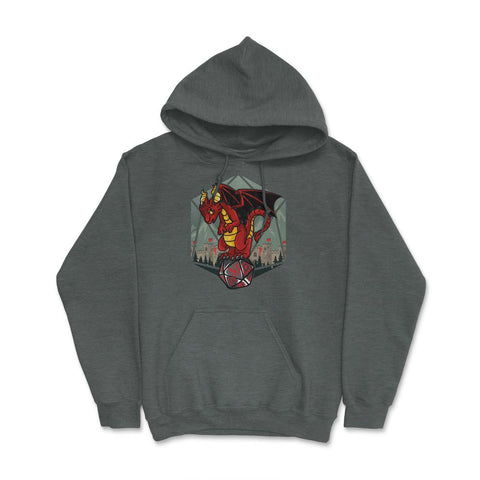 Dragon Sitting On A Dice Mythical Creature For Fantasy Fans design - Dark Grey Heather