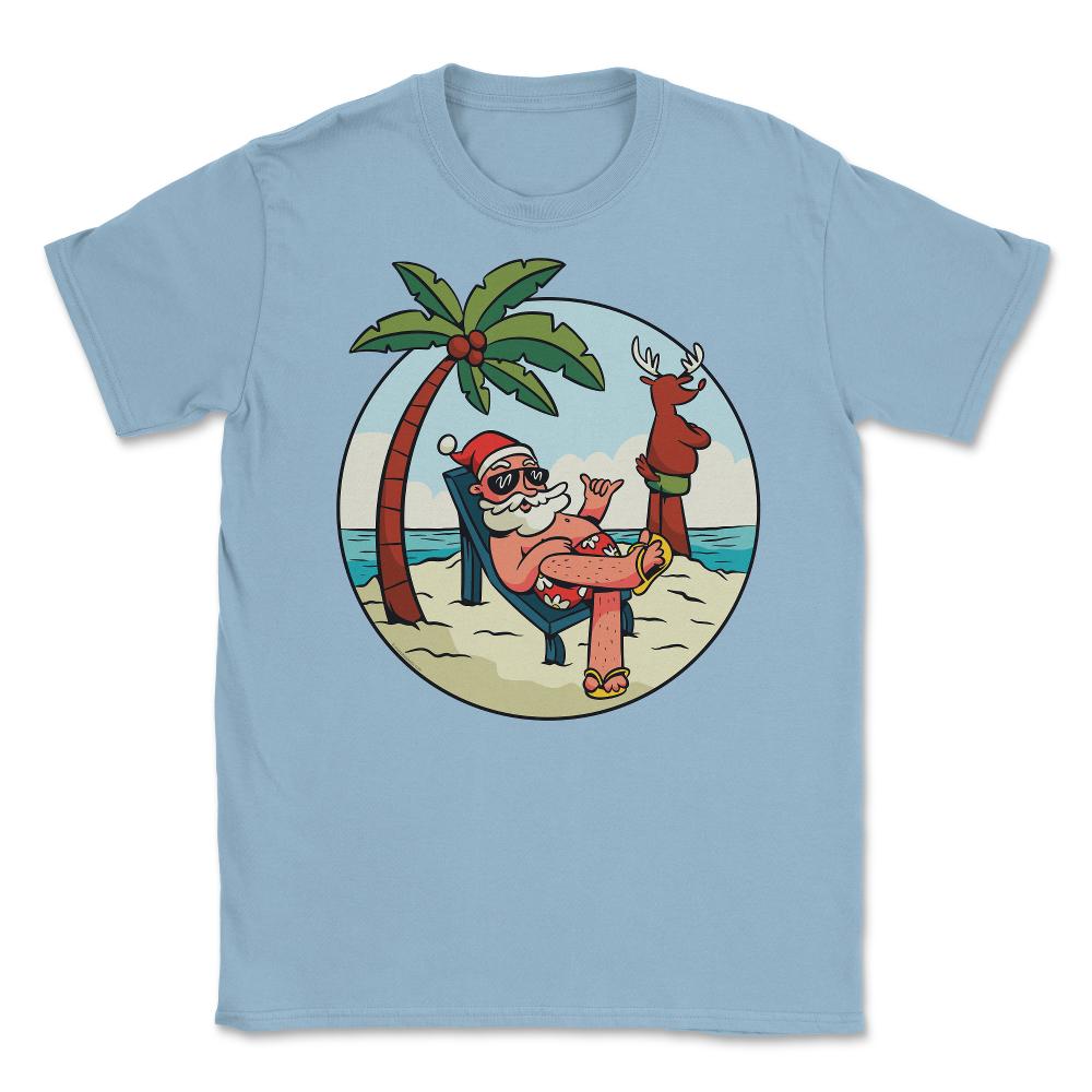 Summer Santa Claus at the Beach Tropical Vacations Funny print Unisex - Light Blue