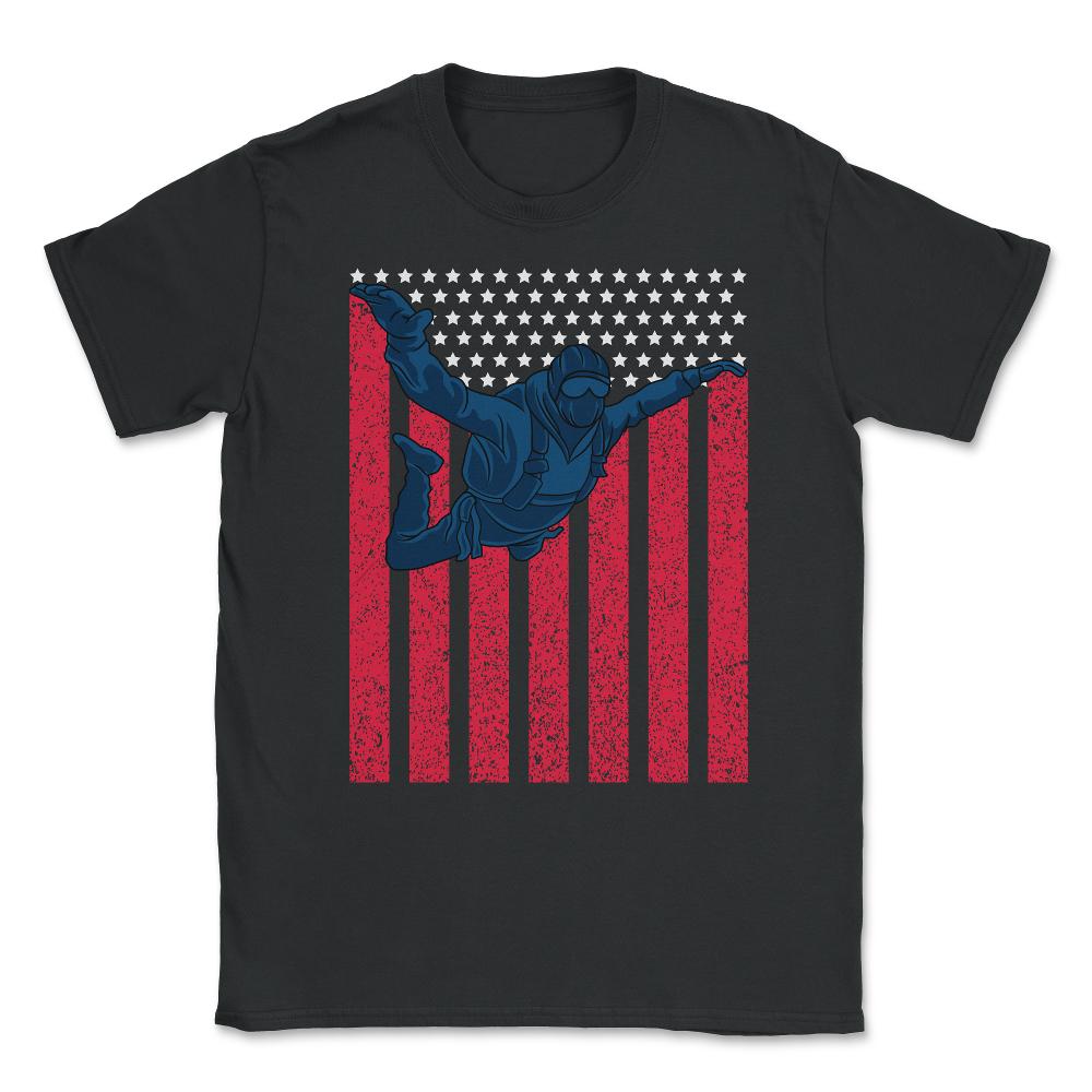 Patriotic Skydiver US American Flag Grunge Distressed graphic Unisex - Black