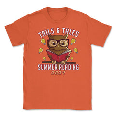 Summer Reading 2021 Tails & Tales Funny Kawaii Smart Owl graphic - Orange