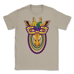 Mardi Gras Giraffe with beads & mask Funny Gift print Unisex T-Shirt - Cream