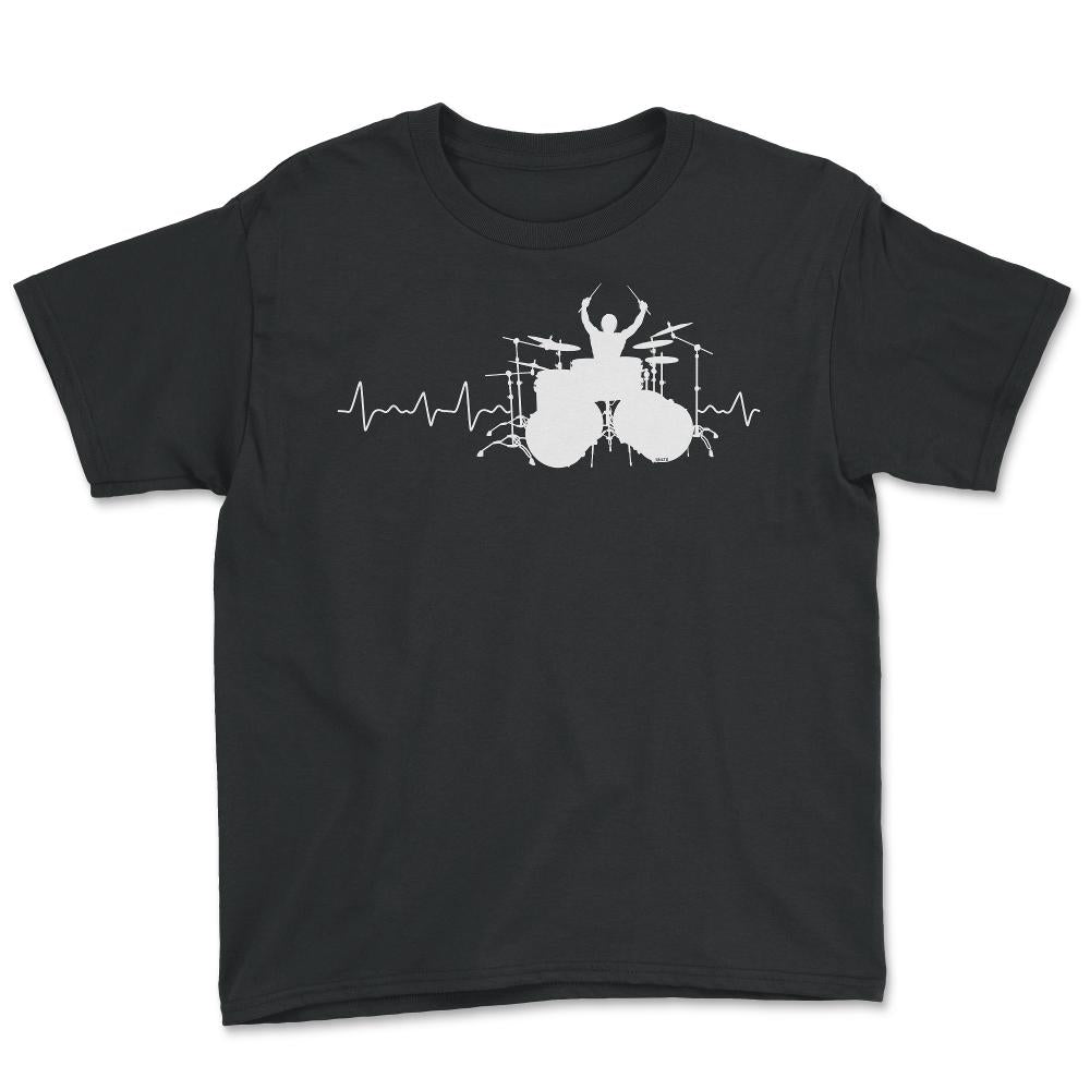 Drummer Heartbeat Funny Humor Drummer Gift product - Youth Tee - Black