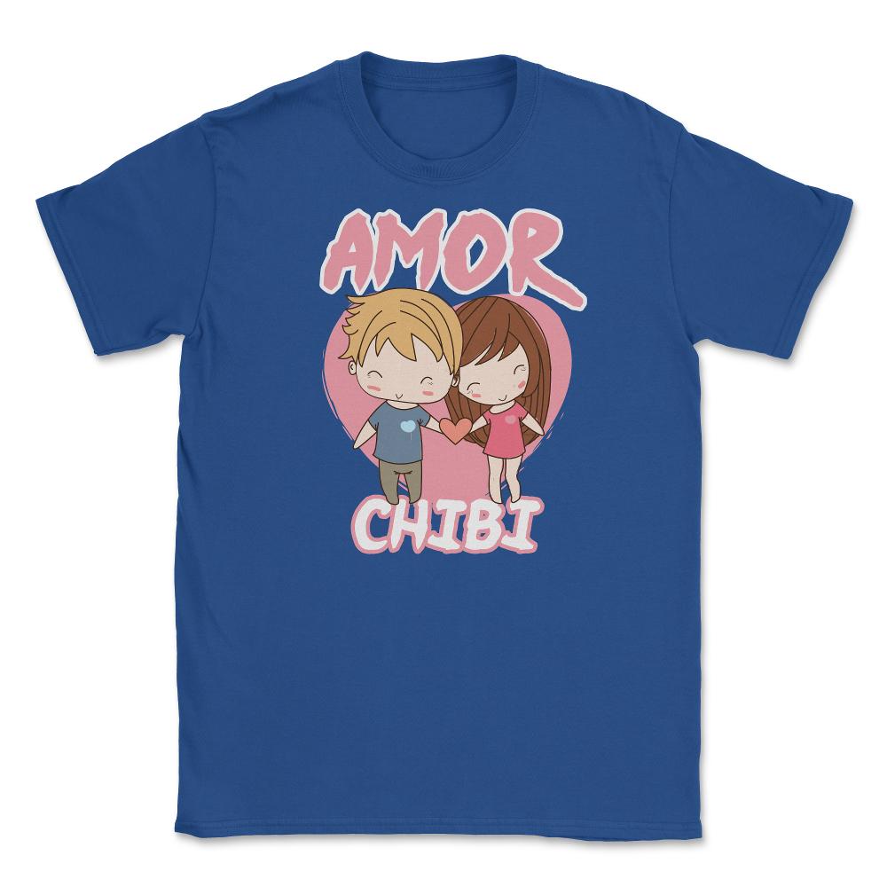 Amor Chibi Anime Couple Humor Unisex T-Shirt - Royal Blue
