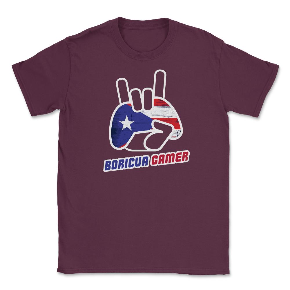 Puerto Rico Flag Boricua Gamer Fun Humor T-Shirt Tee Shirt Gift - Maroon