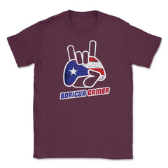 Puerto Rico Flag Boricua Gamer Fun Humor T-Shirt Tee Shirt Gift - Maroon