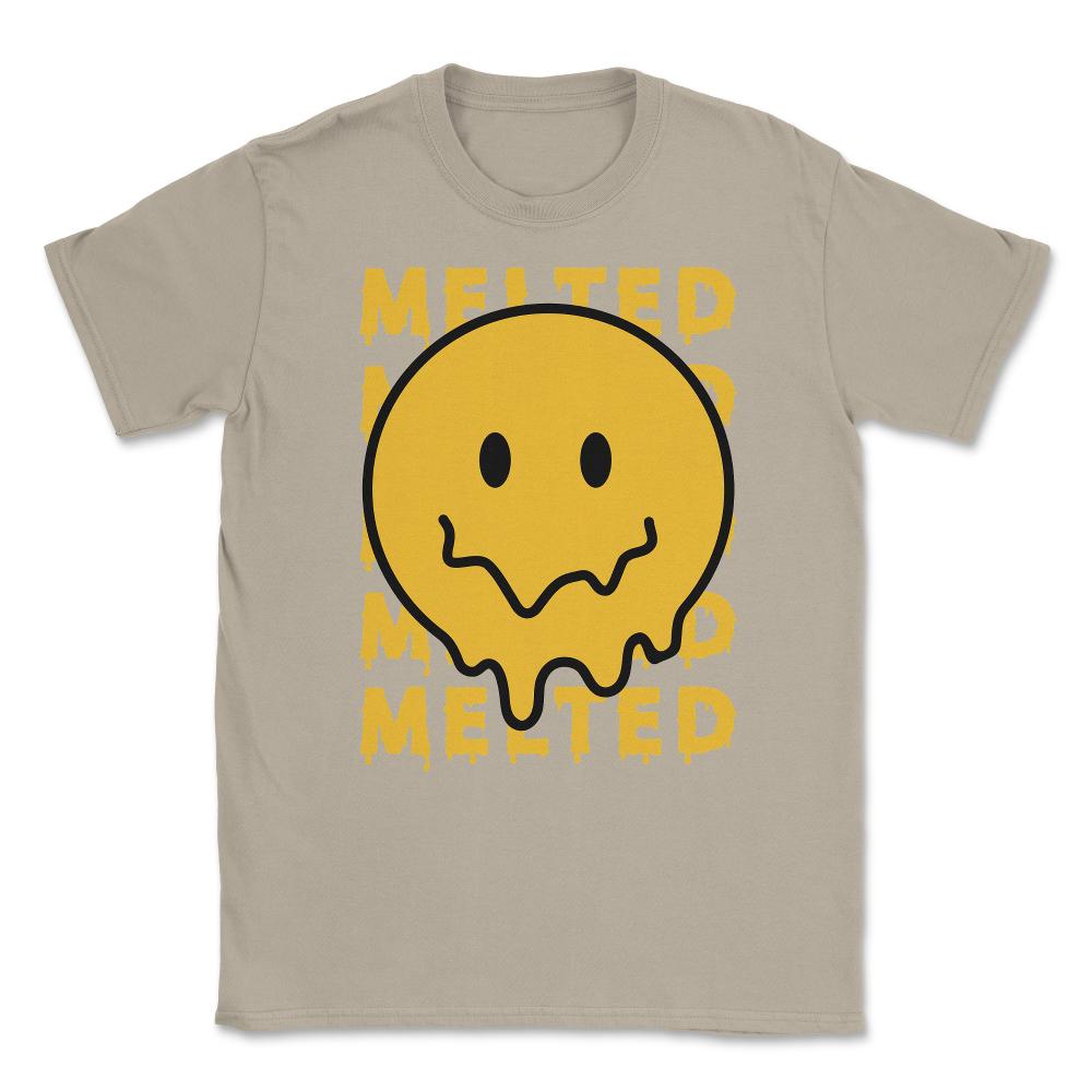 Melting Smiley Face Psychedelic Drip Emoticon design Unisex T-Shirt - Cream