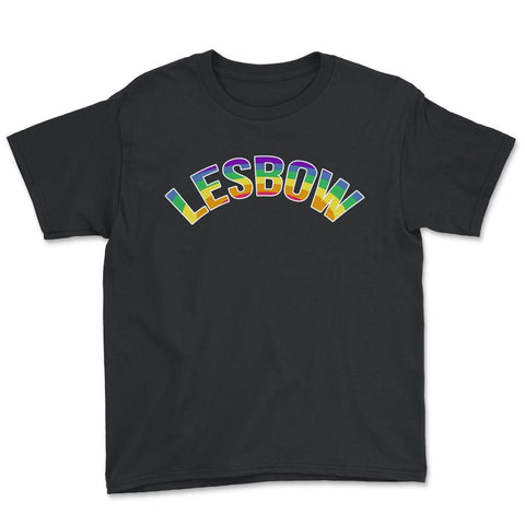 Lesbow Rainbow Word Arc Gay Pride t-shirt Shirt Tee Gift Youth Tee - Black